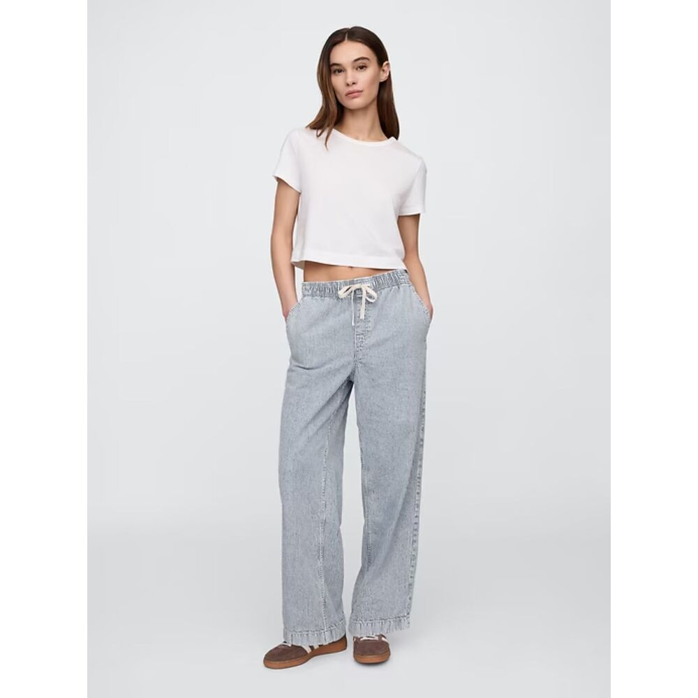 GAP High Rise Pull-On Stripe Wide-Leg Jeans